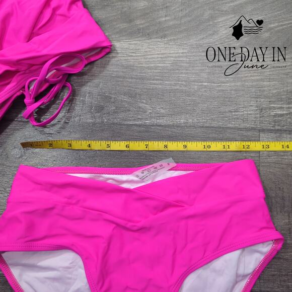 Aleumdr Twist Front Lace Up Back Bikini Swimsuit Size S - Picture 2 of 4